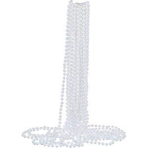 12 Pack Long Faux Pearl Necklaces White Beaded Costume Jewelry for Women & Girls